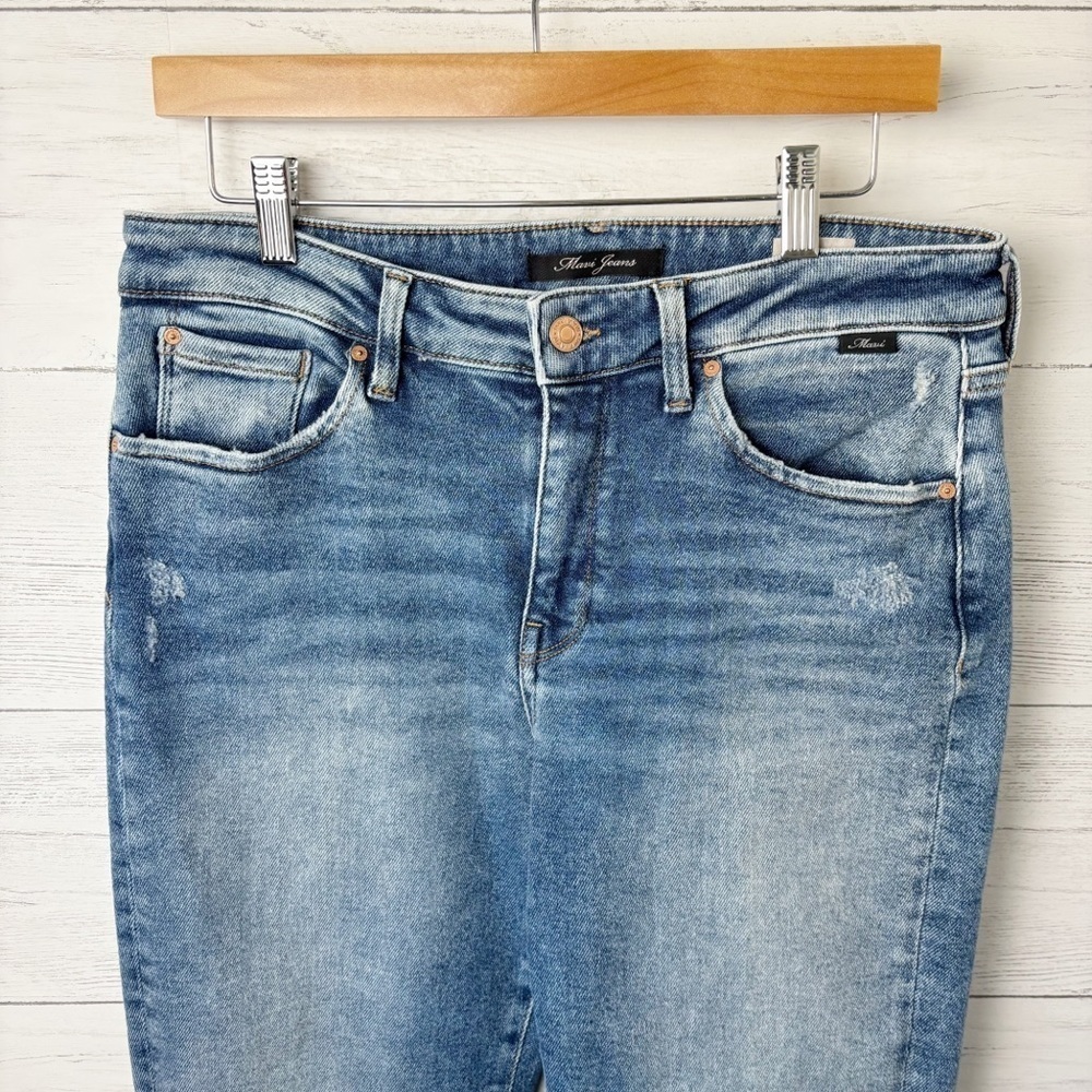 Mavi Cindy Mom Jeans High Rise Stretch Distressed Denim Ripped Knees 30 - Picture 3 of 14